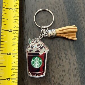 Starbucks inspired Chocolate Cup Keychain with Light Brown Tassel